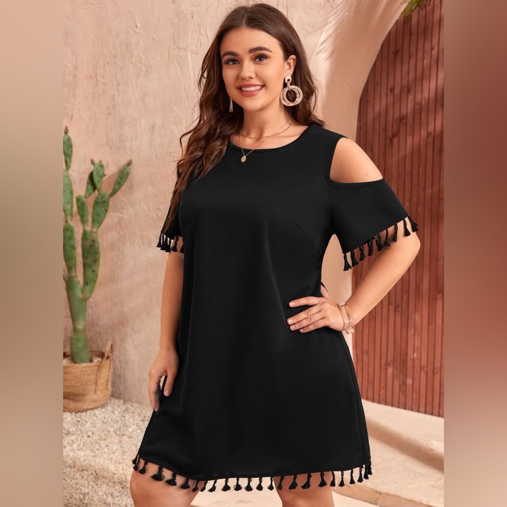 JODIFL Black Dress with Tassel Details Size Small - Picture 3 of 14